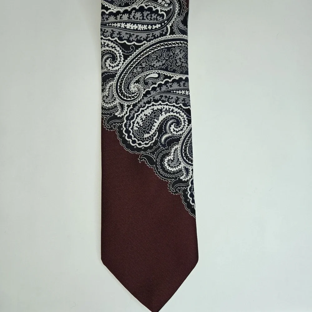 Vtg‎ 70s Mr John Beau Brummell Paisley Tie Shillito's Men's Shop Burgundy 4x57
